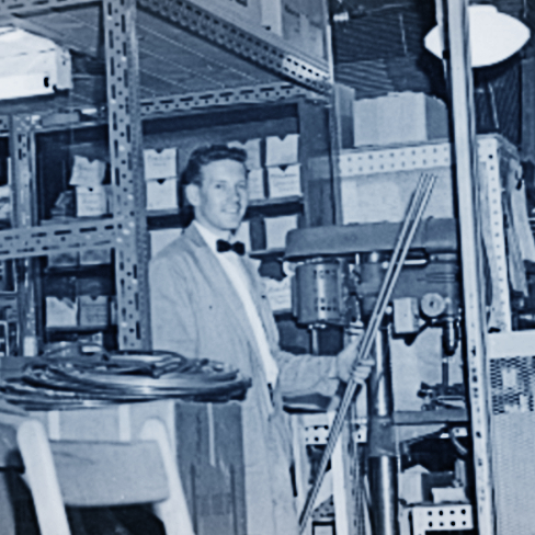 historic image of warehouse employee circa 1950s